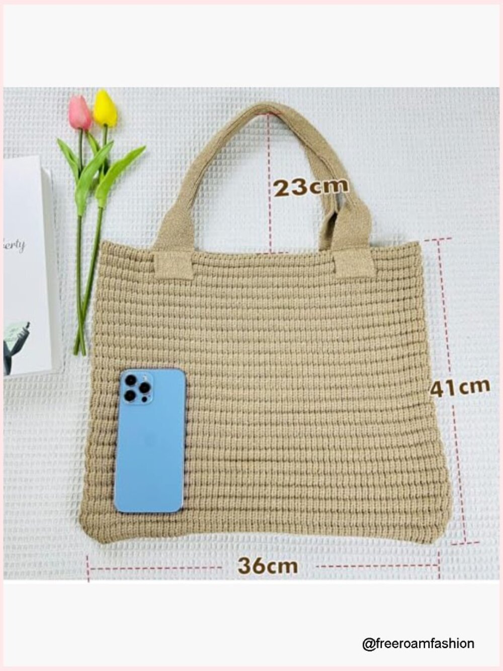 Large Crochet Mesh Tote Bag, Boho Summer Beach Bag, Lightweight Foldable - Picture 4 of 7